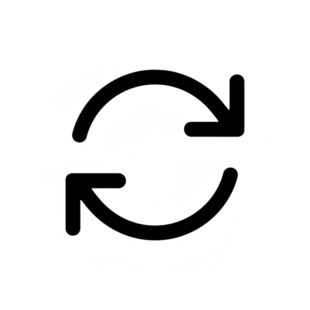 Black circular arrow icon on white background